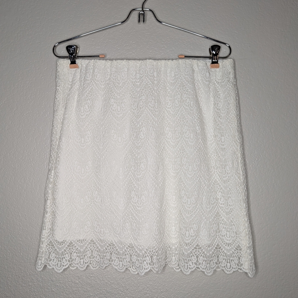 J. Crew Womens White Floral Lace Feminine Coquette Soft Girl Mini Pencil Skirt 6